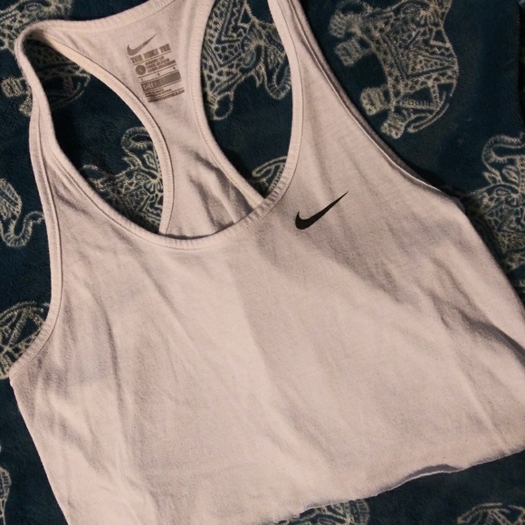 Nike Tops - White Cropped Raw Hem NIKE Tank